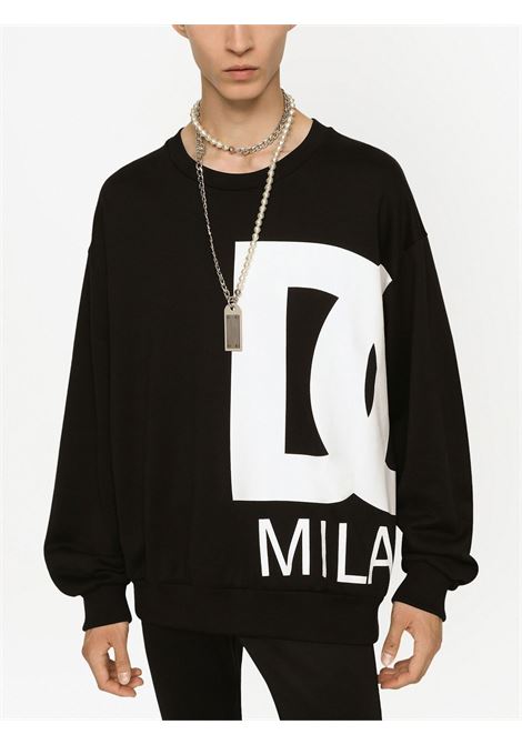 black cotton sweatshirt featuring white DG logo to the side DOLCE & GABBANA | G9ZX8T-FU7DUHNYOW